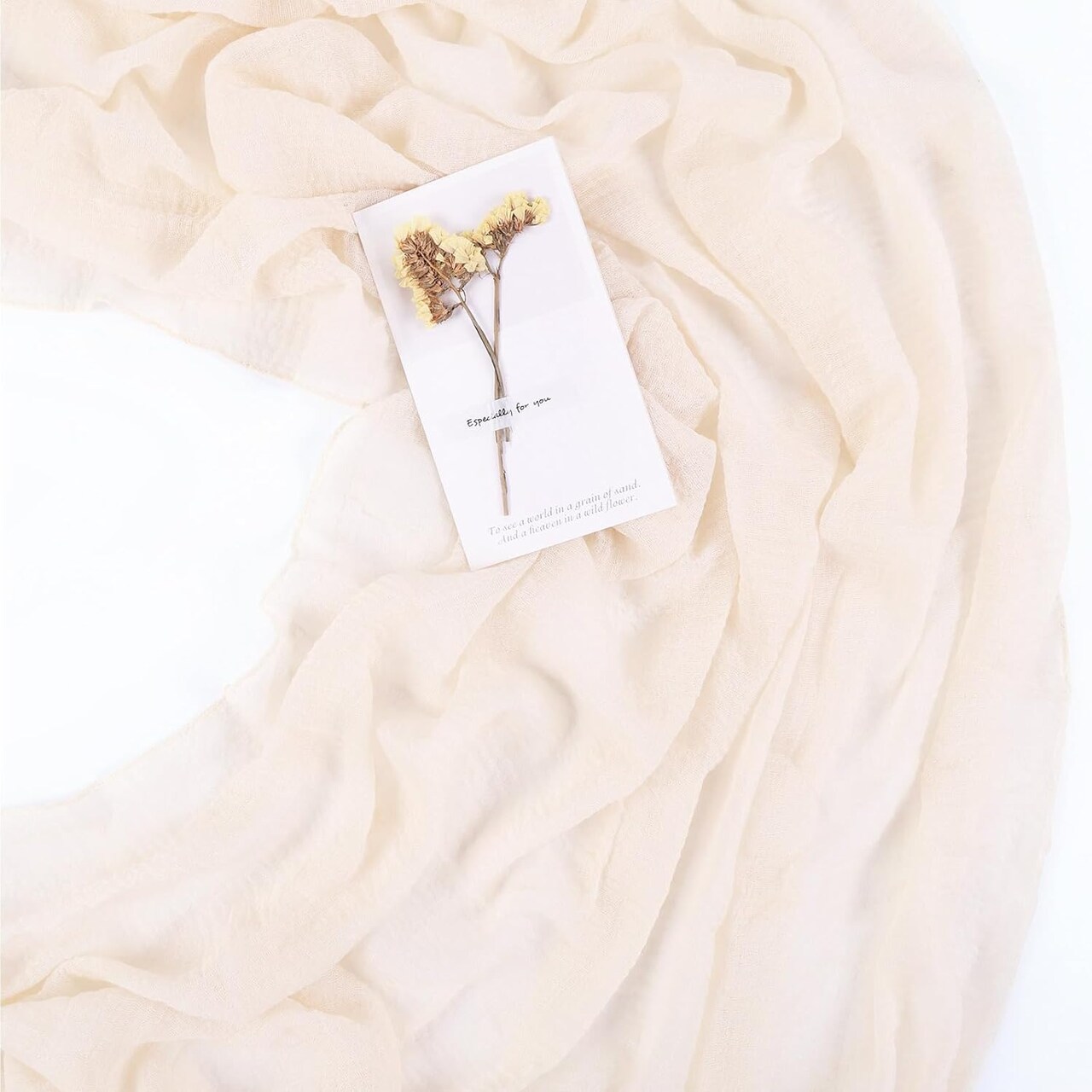 Light Beige Cheesecloth Table Runner 10ft Boho Gauze Sheer Table Runner(Light Beige)157"L x 35.4"W